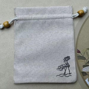 Sacola de algodão orgânico com cordão, bolsa para embalar joias, sacola ecológica para lembrancinhas, sacolas de algodão natural, lótus budista, bolsa para pulseira artesanal