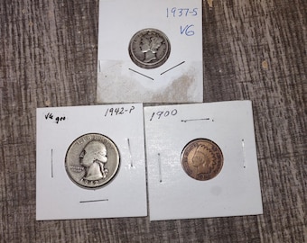 古い通貨のタグ 4点セット 狂騒の20年代 5枚セット - 1920年代のアメリカの古いコイン、銀の