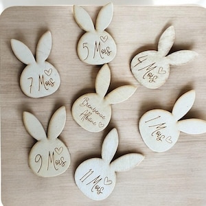 Cartes étapes bébé lapin personnalisées - Cadeau grossesse, naissance