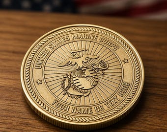 Customizable US Marine Corps Brass Challenge Coin with relief (40mm)