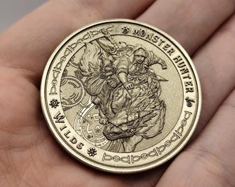 Personalized Monster Hunter Wilds 40mm solid brass challenge coin