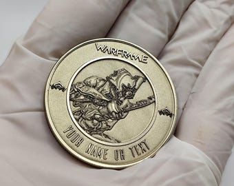 Personalized Warframe 40mm brass coin with Excalibur Prime