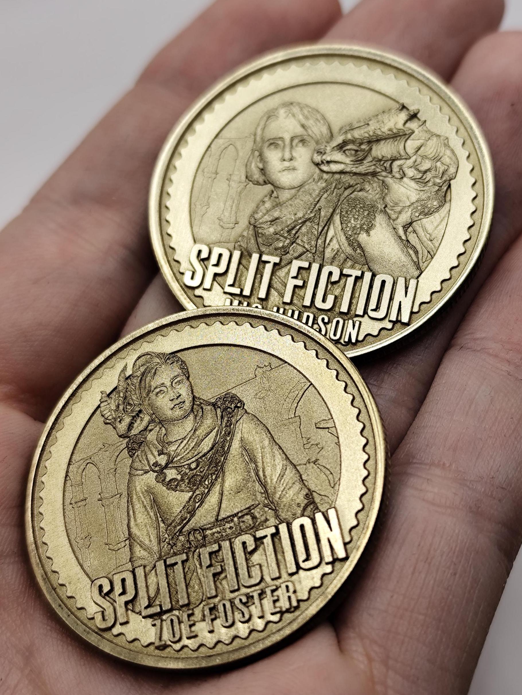 Personalized Split Fiction solid brass challenge coins