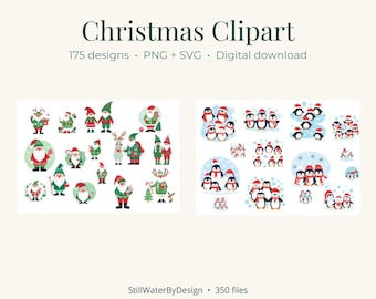 Christmas Clipart Bundle | 175 Festive Designs in PNG & SVG
