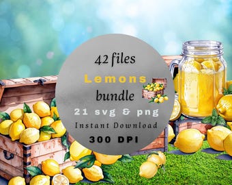 Lemon Clipart Bundle | 21 Fresh Lemon Designs (PNG & SVG)