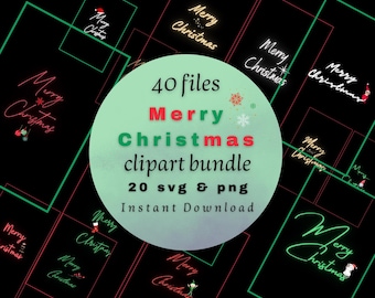 Merry Christmas Clipart Bundle | Holiday Illustrations (PNG & SVG)