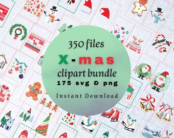 Christmas Clipart Bundle | Holiday Icons, Ornaments (SVG, PNG Instant Download)