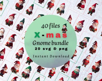 Christmas Gnome Clipart | 20 Festive Gnome Designs | 300 DPI PNG & SVG | Instant Download