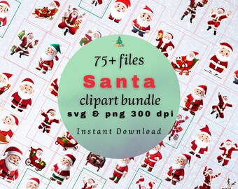 Santa Claus Clipart Bundle: 100+ Holiday Art, PNG & SVG (Instant Download)