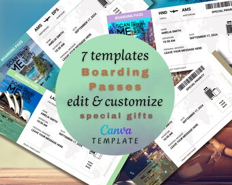 Editable Travel Pass Templates | 7 Customizable Travel Tickets in Canva | Digital Download & DIY Gift