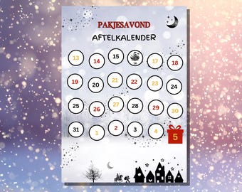 Aftelkalender voor Sinterklaas 2024 | PDF en PNG Formaat | Tel af naar Pakjesavond | Digitaal