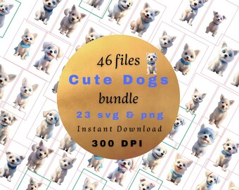 23 Cute Dogs Clipart Bundle | SVG & PNG | Perfect for Cards, Crafts, Cricut, Silhouette and Digital Projects