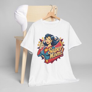 Supermom Tee, Mother's Day Gift, Comic Book, Superhero Mom, Mother Appreciation Top Heavy Cotton,Unisex,Children Clothing,Hooded Sweaters.