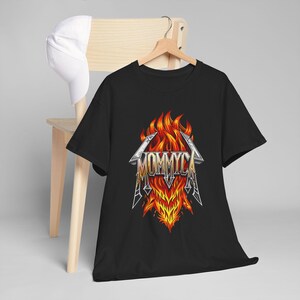 Metal Rock Mommyca T-shirt, Metal Band Graphic T-shirt, Rocker Mom Gift, Flame Heart, Black Edition, Unisex, Kinderkleding, Sweaters met capuchon.