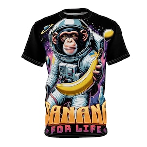 Camiseta con diseño de astronauta, chimpancé, espacio, plátano, divertido mono astronauta, camiseta con gráfico de galaxia, edición negra, unisex, ropa para niños, suéteres con capucha.