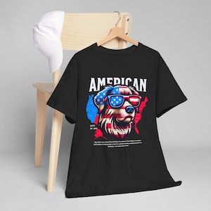 Amerikanischer Hund 4. Juli T-Shirt, USA Stolz, Freiheitsstatue, Freiheit Karte Grafik T-Shirt, Black Edition, Unisex, Kinderbekleidung, Kapuzenpullover.
