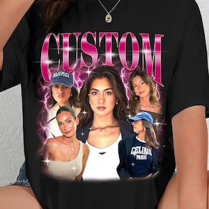 Custom Girlfriend T-Shirt, Custom Bootleg Shirt, Custom 90s Shirt With Girlfriend Wife Face Photo Vintage Shirts, Valentine Gifts For Him