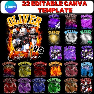 Editable 22 Football Mascot Shirt Canva Template, Custom Homecoming and School Design, 90s T-Shirt Photo Collage PNG, DTF, Sublimation
