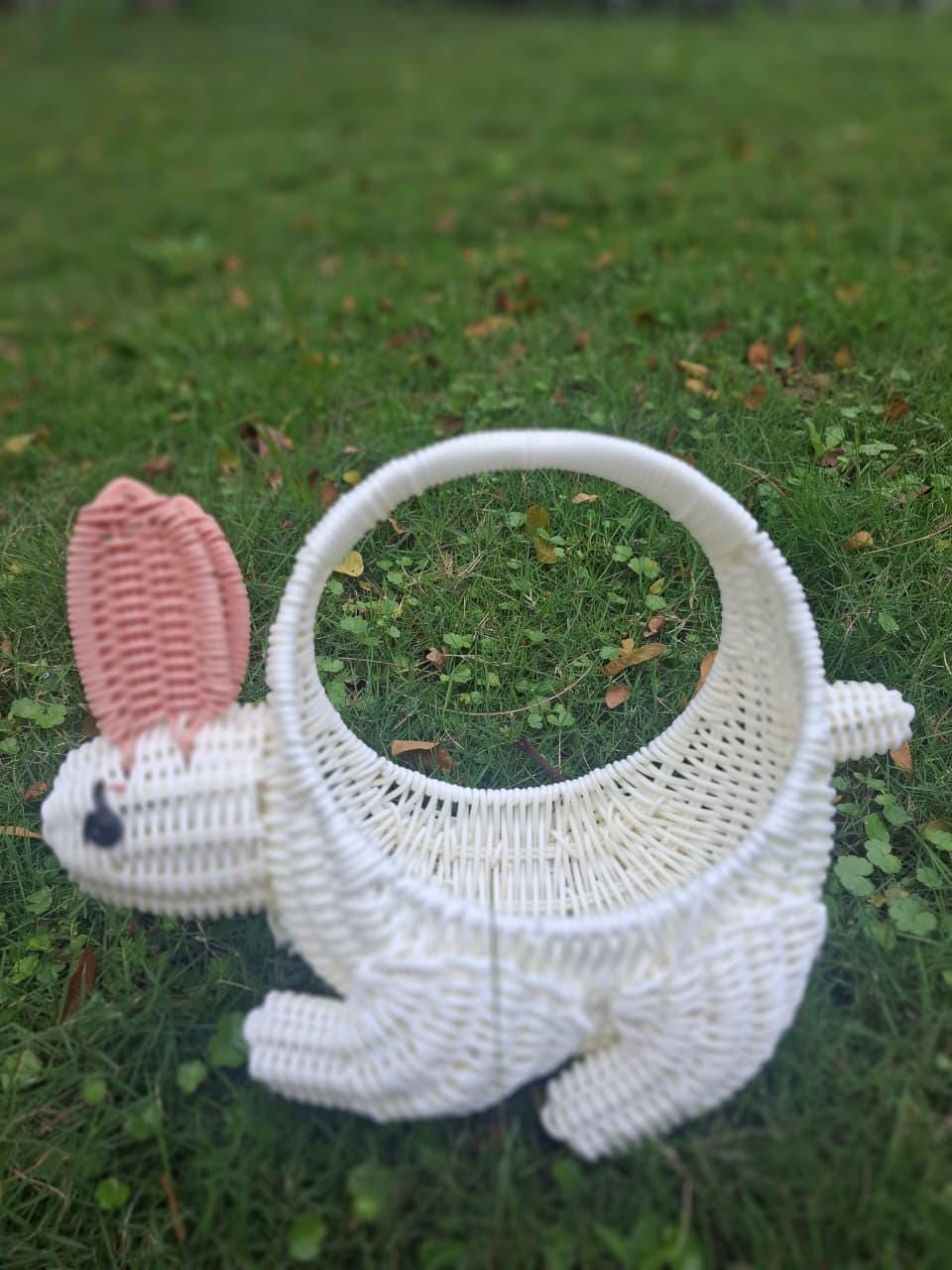 Walnut Ridge Rabbit Basket Rabbit Storage Basket, Handwoven Bunny Basket, Cute Woven Organizer ...
