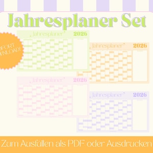 Digital Year Planner 2026 PDF | Printable Yearly Calendar | Yearly Calendar Overview | Year-Round Wall Calendar | Calendar Set