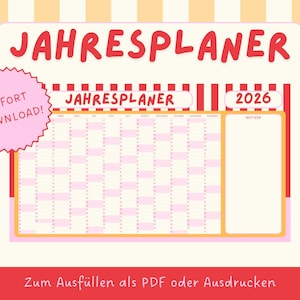 Digital Year Planner 2026 PDF | Printable Yearly Calendar | Yearly Calendar | Yearly Wall Calendar
