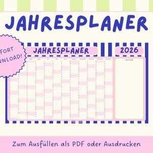 Digital Year Planner 2026 PDF | Printable Yearly Calendar | Yearly Calendar | Yearly Wall Calendar