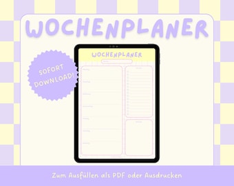 Planificador semanal digital en formato vertical A4 | Planificador semanal para imprimir en alemán | Lista de tareas semanales en PDF | Organización del hogar