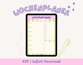 Planificador semanal digital A4 vertical | Lista de tareas con prioridades semanales para imprimir en alemán | Calendario semanal en PDF | Organización