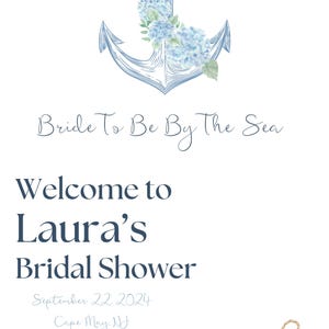 Nautical Bridal Shower Foam Board Welcome Sign | Bridal Shower Welcome Sign | Beach Wedding | Beach Floral Wedding Decor 24 in x 36 in