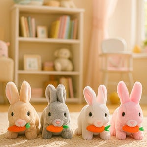 Light-Up Ears Plush Bunny Toy: Talking Easter Rabbit with Carrot