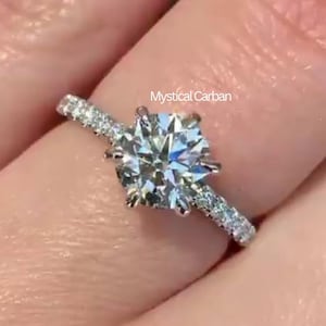 2 CT Round Moissanite Engagement Gift Ring, Round cut Hidden Halo With Pave Prong Ring Set For Her, Round Shape Wedding ring For Bridal .