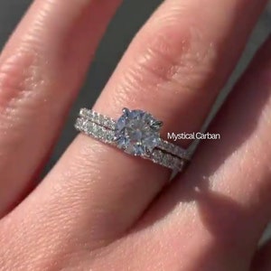2.50CT Round Moissanite Engagement Ring, Round cut Pave Prong ring Set Ring With Band For Wedding set, Solitaire Round Anniversary Rings.