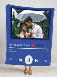 Personalized Music Blanket, Blanket with Custom Photo & Song Choice, Valentines Gift, Gift Blanket, Couples Gift, Anniversary, Christmas