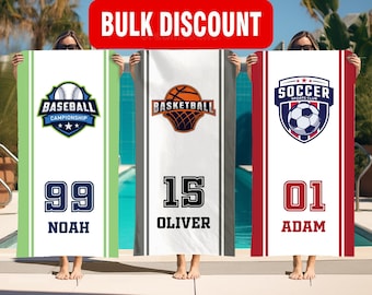 Personalized Sports Team Beach Towel: Custom Softball, Baseball, or School Logo