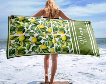 Toalla de playa personalizada con limón: regalo para una fiesta tropical en la piscina
