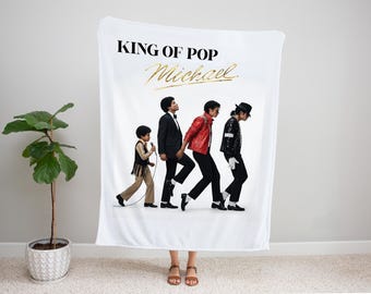 Personalized Michael Jackson King of Pop Blanket, Minky Sherpa Throw, MJ Fan Decor