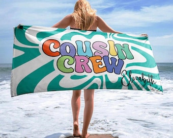 Cousin Crew Beach Towel: Personalized Matching Trip Gift