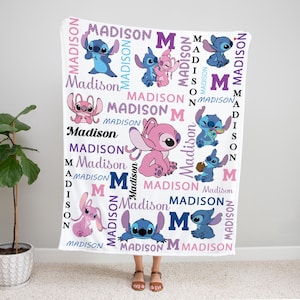 Custom Stitch Blanket, Christmas stich , Disney Blanket, Custom Name Blanket, Disney Trip Blanket, Birthday Gift, Christmas, Stitch Blanket