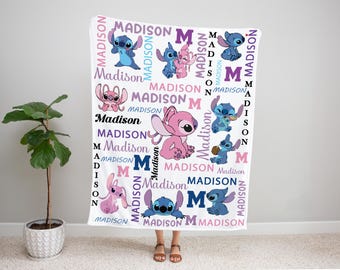 Custom Stitch Blanket, Christmas stich , Disney Blanket, Custom Name Blanket, Disney Trip Blanket, Birthday Gift, Christmas, Stitch Blanket