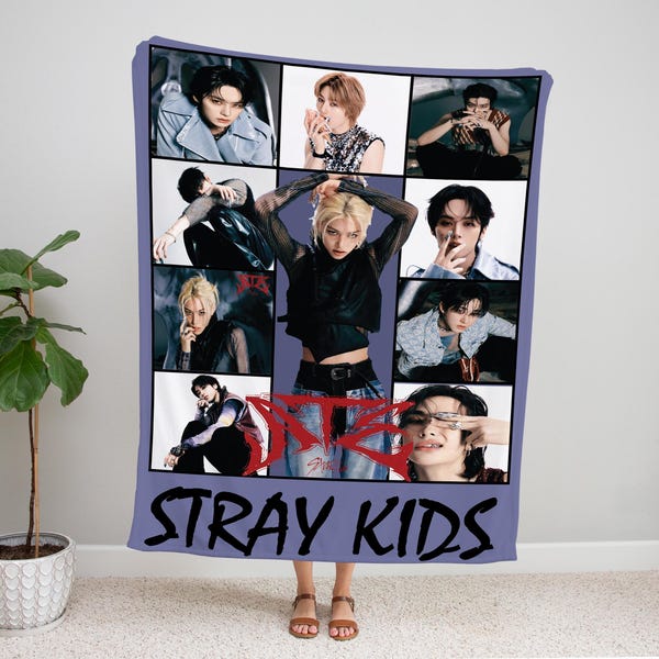 Stray Kids K-Pop Blanket ,Custom Name Personalized Throw, Cozy Fandom Decor Gift for Fans, Bedroom Bedding, Unique Keepsake by Hey! Design
