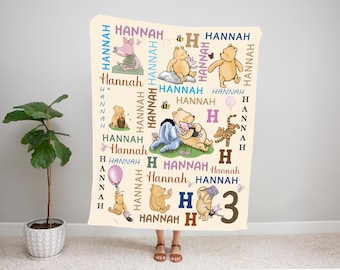 Personalized Winnie the Pooh Minky Blanket, Custom Photo