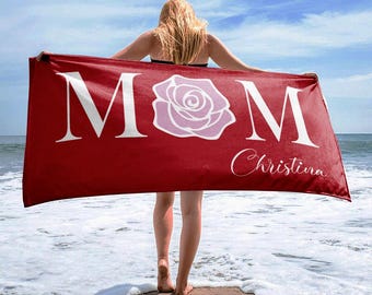 Toalla de playa personalizada para el Día de la Madre: Regalo floral para mamá