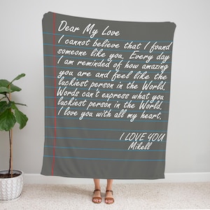 Letter Blanket, personalized Handwriting love, Christmas gift, Mother’s Day, father&#39;s day, Grandparent, Anniversary, boyfriend, girlfriend
