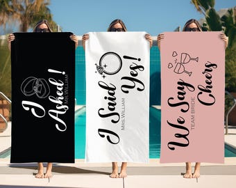 Personalized Bachelorette Beach Towel, Bridesmaid Gift