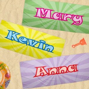 Personalized Retro Pool Towel: Custom Name Groovy Beach Towel