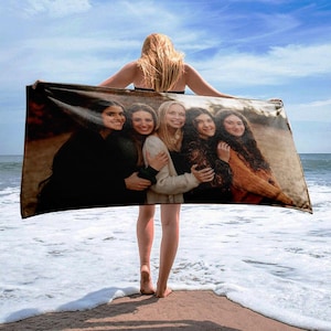 Personalized Photo Towel, Custom Picture Beach Towel, Birthday gift, Anniversary photo, Team logo Company , Photo Beach Towel Gift