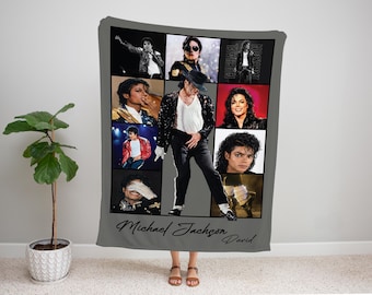 Personalized Michael Jackson Blanket, Music Legend King of Pop Flannel Throw, Custom MJ Fan Gift, Vintage Pop Culture Singer Room Decor