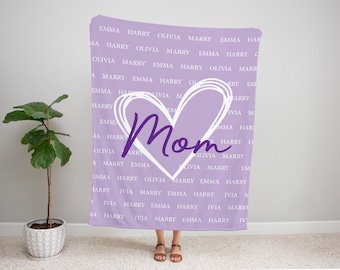 Custom Blanket With Name, Mom Blanket, Gift For Grandparent, Birthday Gift For Mom, Custom mom Blanket, Personalized Mom gift,