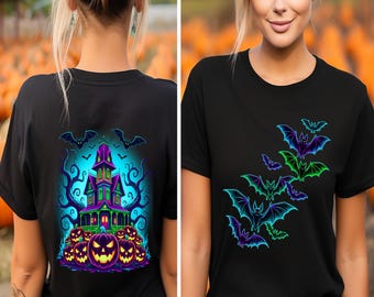 Halloween Bats Shirt, Retro Haunted House Costume Tee