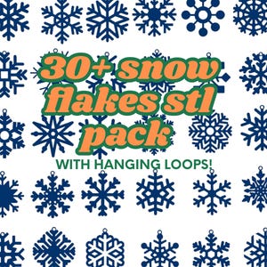 30+ Snowflakes STL Pack With Loops | Snowflake Ornament | Christmas 3D ...